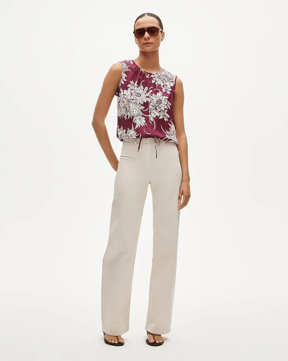 J.Crew Tall Wide Leg Trouser Chino Natural Cream Minimalist Stretch T26